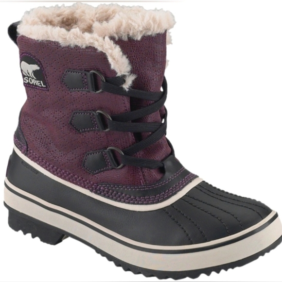 Sorel Tivoli Waterproof Purple Black Winter Boots Size 7.5 - Picture 14 of 15